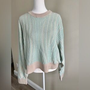 Nike Yoga Luxe Wool Blend Women's Cover Up Knit Crew Sweater Mint Sand XL